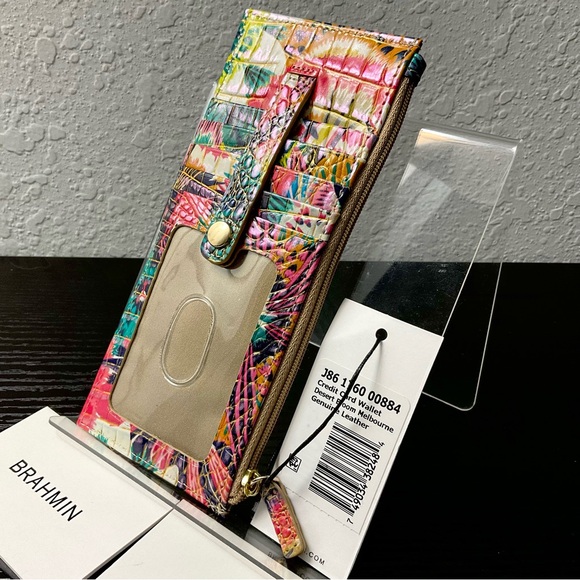 Brahmin DESERT BLOOM MELBOURNE Leather CREDIT CARD WALLET TOWER Rare HTF NWT - Picture 4 of 5